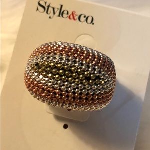 Style & Co. Tri-Colored Tiny Bead Adjustable Ring